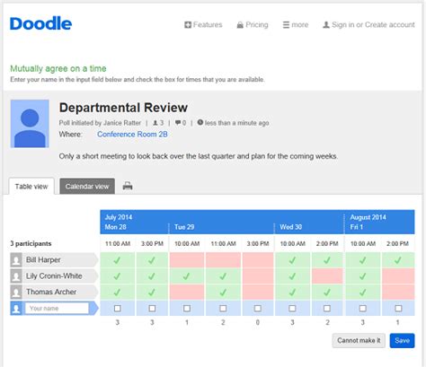 Scheduling with the free Doodle software